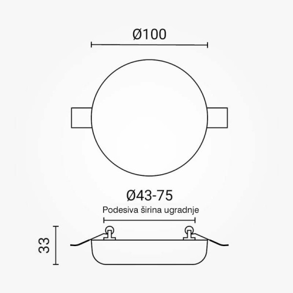 Ugradbeni okrugli LED panel bez okvira 9W CCT podesiva boja svjetlosti