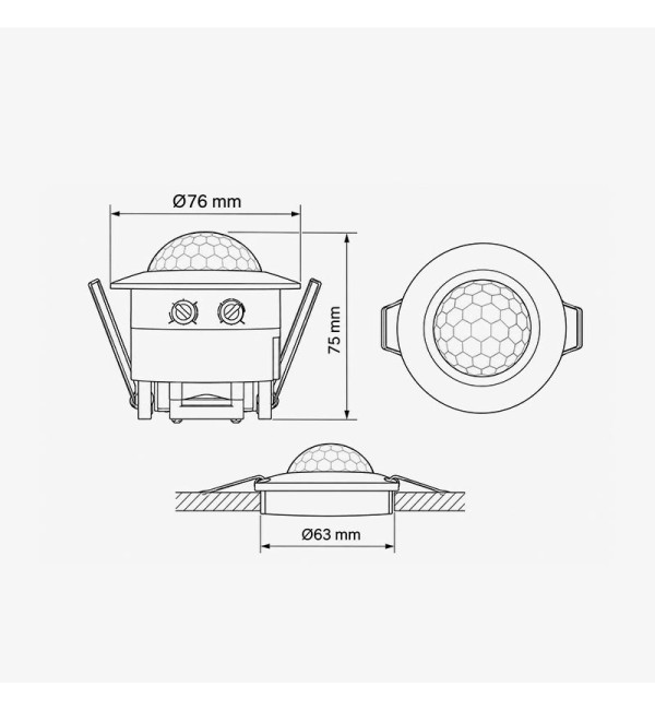 Ugradbeni PIR senzor pokreta i prisutnosti 360° max 1200W IP20
