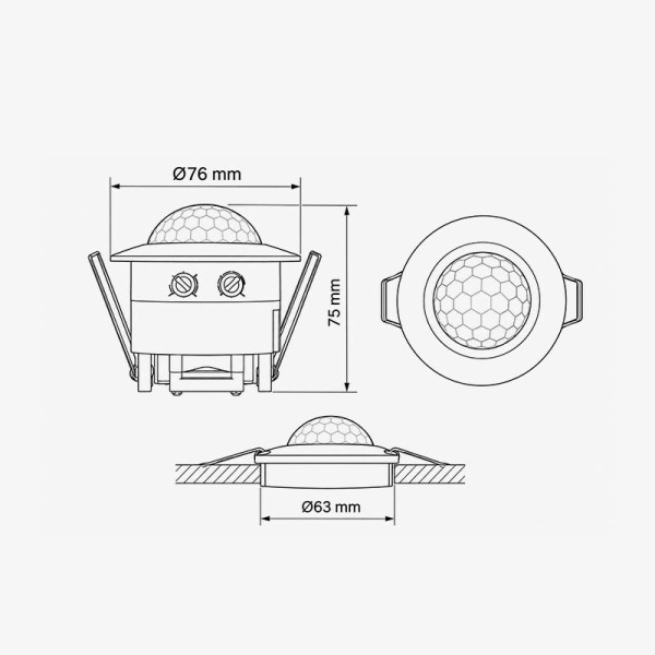 Ugradbeni PIR senzor pokreta i prisutnosti 360° max 1200W IP20 Ugradbeni PIR senzor pokreta i prisutnosti 360° max 1200W IP20