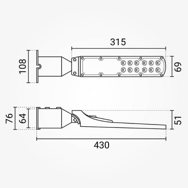Ulična LED svjetiljka 30W 3000Lm AC180-265V IP65 75°x130° SANAN-Chip