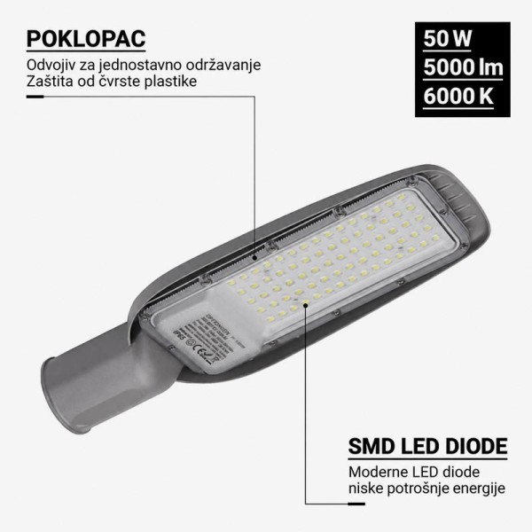Ulična LED svjetiljka 50 W 5000 lm 6000K IP65