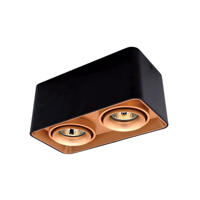 USMJERENA LED SVJETILJKA NADGRADNA CRNA/ZLATNA 230v 2xGU10