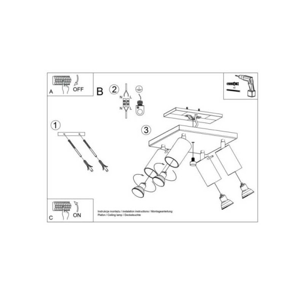 USMJERENA ZIDNA/STROPNA LED SVJETILJKA 4xGU10 230V Fargo