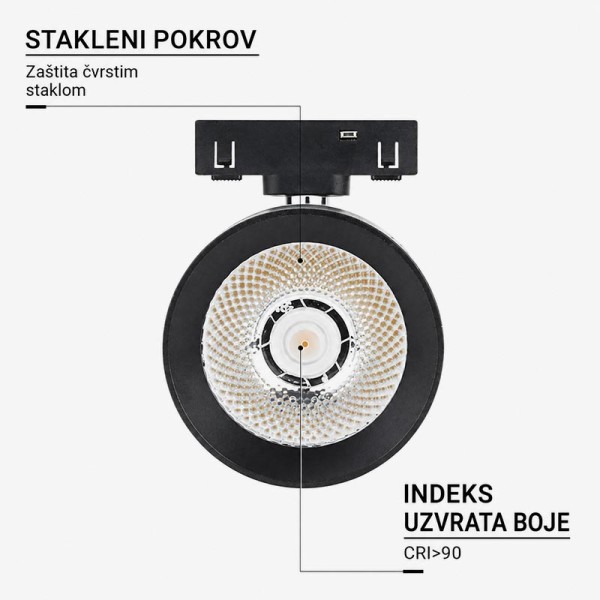 Usmjereni LED spot reflektor s lećom 10W 800 lm za magnetnu tračnu šinu M05 Usmjereni LED spot reflektor s lećom 10W 800 lm za magnetnu tračnu šinu M05