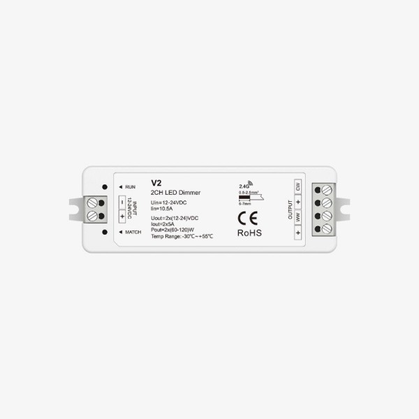 V2 RF zonski kontroler za CCT LED trake 12–24V DC