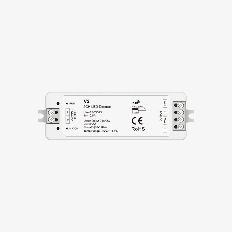 V2 RF zonski kontroler za CCT LED trake 12–24V DC