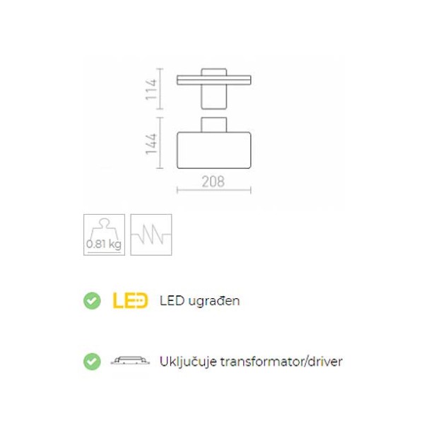Vanjska LED zidna svjetiljka 230V LED 12W IP65 3000K 900 lm Ra 80