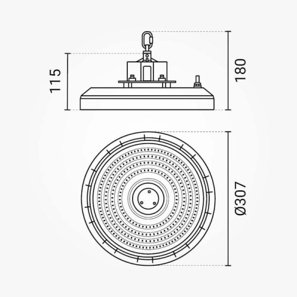 Visokoučinkovita industrijska ovjesna LED svjetiljka 100W 180 lm/W 5700K IP65 Visokoučinkovita industrijska ovjesna LED svjetiljka 100W 180 lm/W 5700K IP65