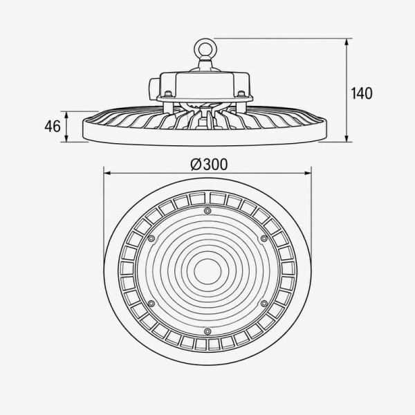 Visokoučinkovita industrijska ovjesna LED svjetiljka 200 W 4000K IP65 IK10 Dimabilno
