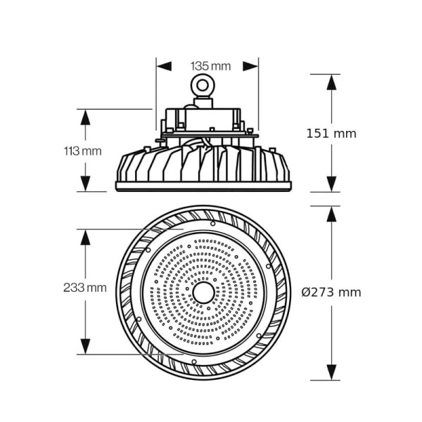 Visokoučinkovita industrijska ovjesna LED svjetiljka Boston 90-120-150 W 170 lm/W IP65