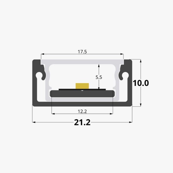 Vodootporni aluminijski profil za LED trake opalno bijeli difuzor 21x10 mm - 3 metra