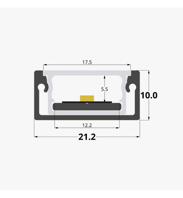 Vodootporni aluminijski profil za LED trake opalno bijeli difuzor 21x10 mm - 3 metra