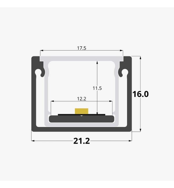 Vodootporni aluminijski profil za LED trake opalno bijeli difuzor 21x16 mm - 3 metra