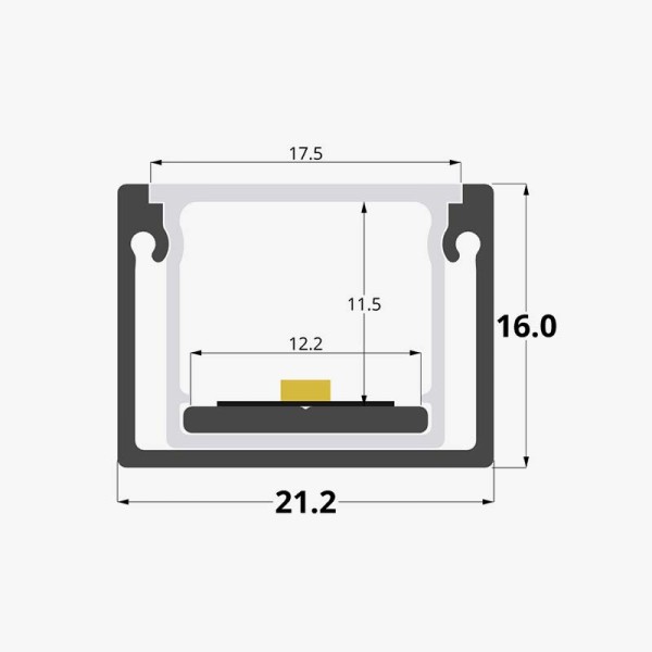 Vodootporni aluminijski profil za LED trake opalno bijeli difuzor 21x16 mm - 3 metra