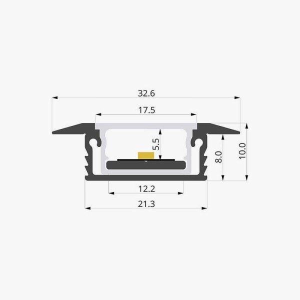 Vodootporni aluminijski profil za LED trake opalno bijeli difuzor 32x10 mm - 3 metra