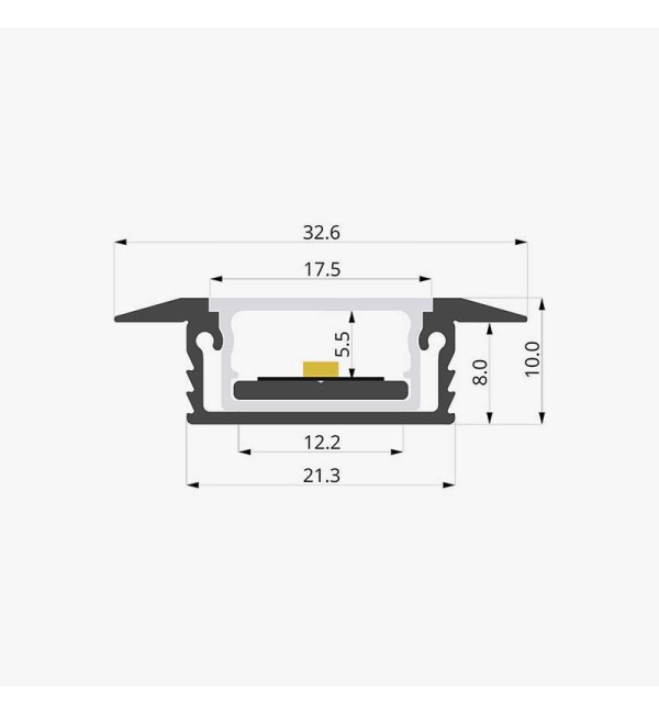 Vodootporni aluminijski profil za LED trake opalno bijeli difuzor 32x10 mm - 3 metra