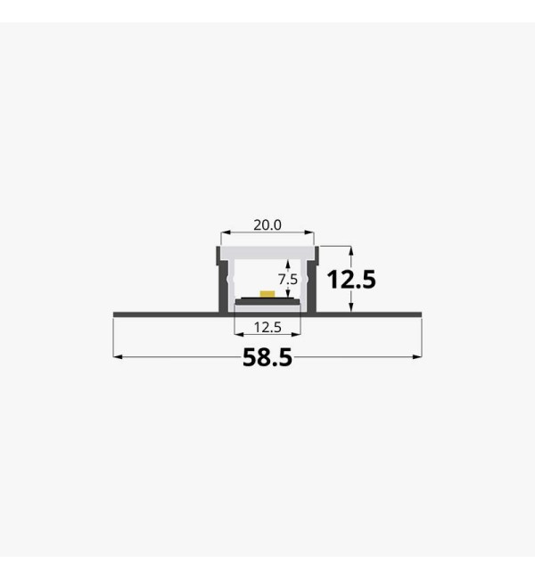 Vodootporni ugradbeni aluminijski profil za LED trake opalno bijeli difuzor 20x12.5 mm - 3 metra