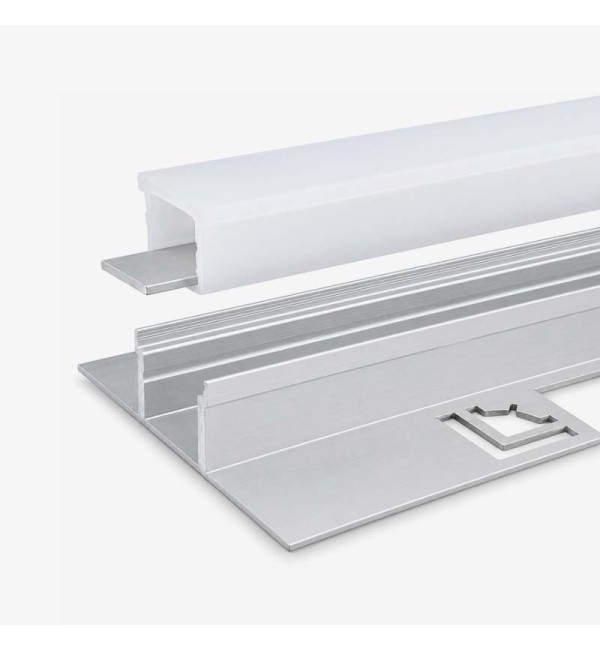 Vodootporni ugradbeni aluminijski profil za LED trake opalno bijeli difuzor 20x12.5 mm - 3 metra
