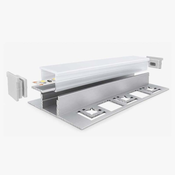 Vodootporni ugradbeni aluminijski profil za LED trake opalno bijeli difuzor 20x12.5 mm - 3 metra
