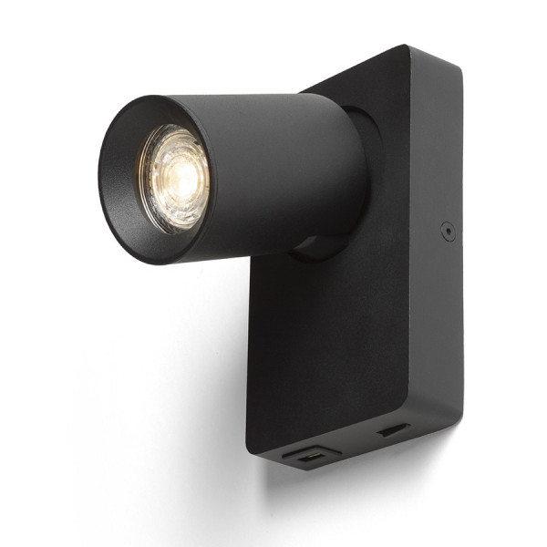 Voltera LED  zidna svjetiljka USB  bijela/crna 230V GU10