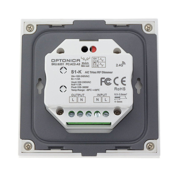 Zidni kontroler TRIAC / Dimmer 100-240V AC RF 2.4G LED kontroleri AC6351 - iDEAL LED | Led žarulje - LED rasvjeta iDEAL LED | Led žarulje - LED rasvjeta Zidni kontroler TRIAC / Dimmer 100-240V AC RF 2.4G