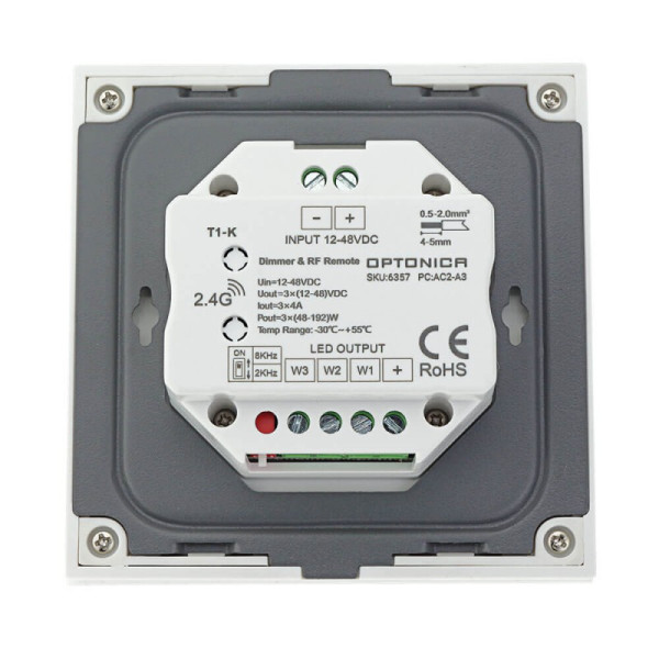 Zidni LED kontroler / Dimmer T1-K za jednobojnu LED traku 12-48V DC