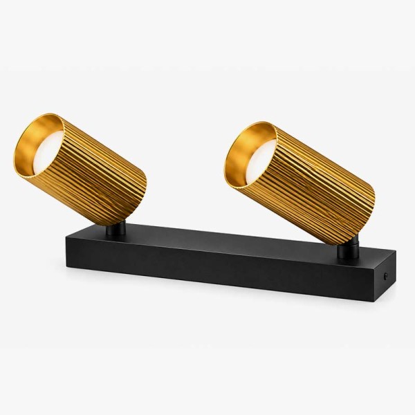 Zidni/Stropni LED reflektor Elan 230V 2x GU10 crno-zlatni
