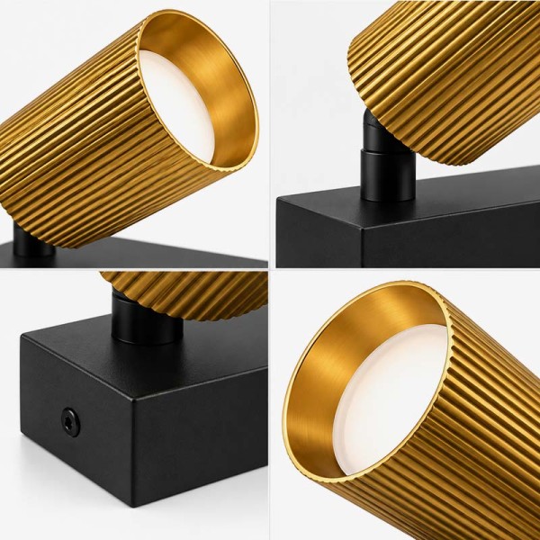 Zidni/Stropni LED reflektor Elan 230V 2x GU10 crno-zlatni