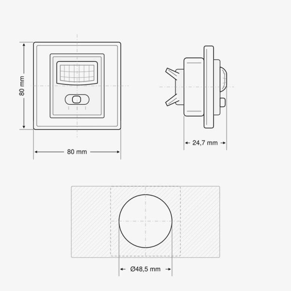 Zidni ugradbeni PIR senzor pokreta 180° max 500W IP20