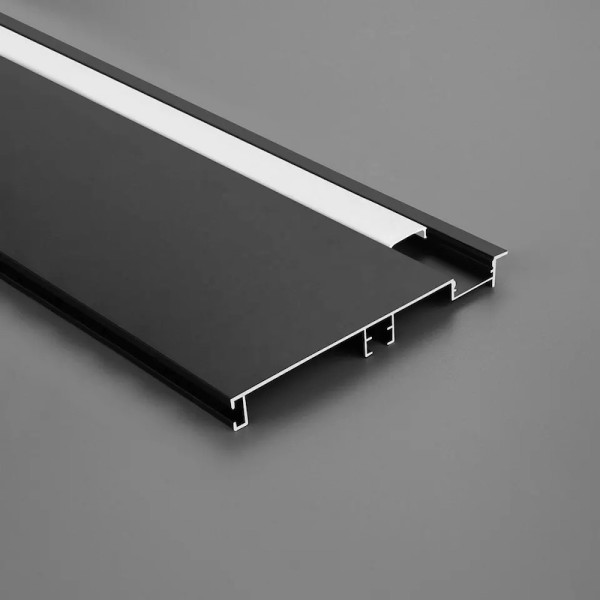 Crni zidni ugradbeni rubni aluminijski profil za LED traku opalno bijeli difuzor 2 metra 77.4 x 12 mm Crni zidni ugradbeni rubni aluminijski profil za LED traku opalno bijeli difuzor 2 metra 77.4 x 12 mm