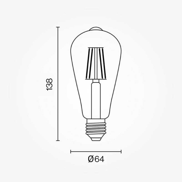 Zlatna dimabilna filament LED žarulja 8W ST64