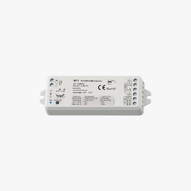 Zonski kontroler za jednobojne i CCT LED trake Tuya / Push DIMM 12-36V DC - 2 kontrolirana kanala